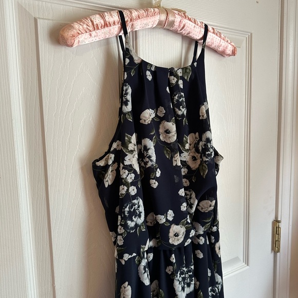 Women’s Navy Floral Fit & Flare Spring & Summer Party Dress Size Medium - Picture 6 of 11